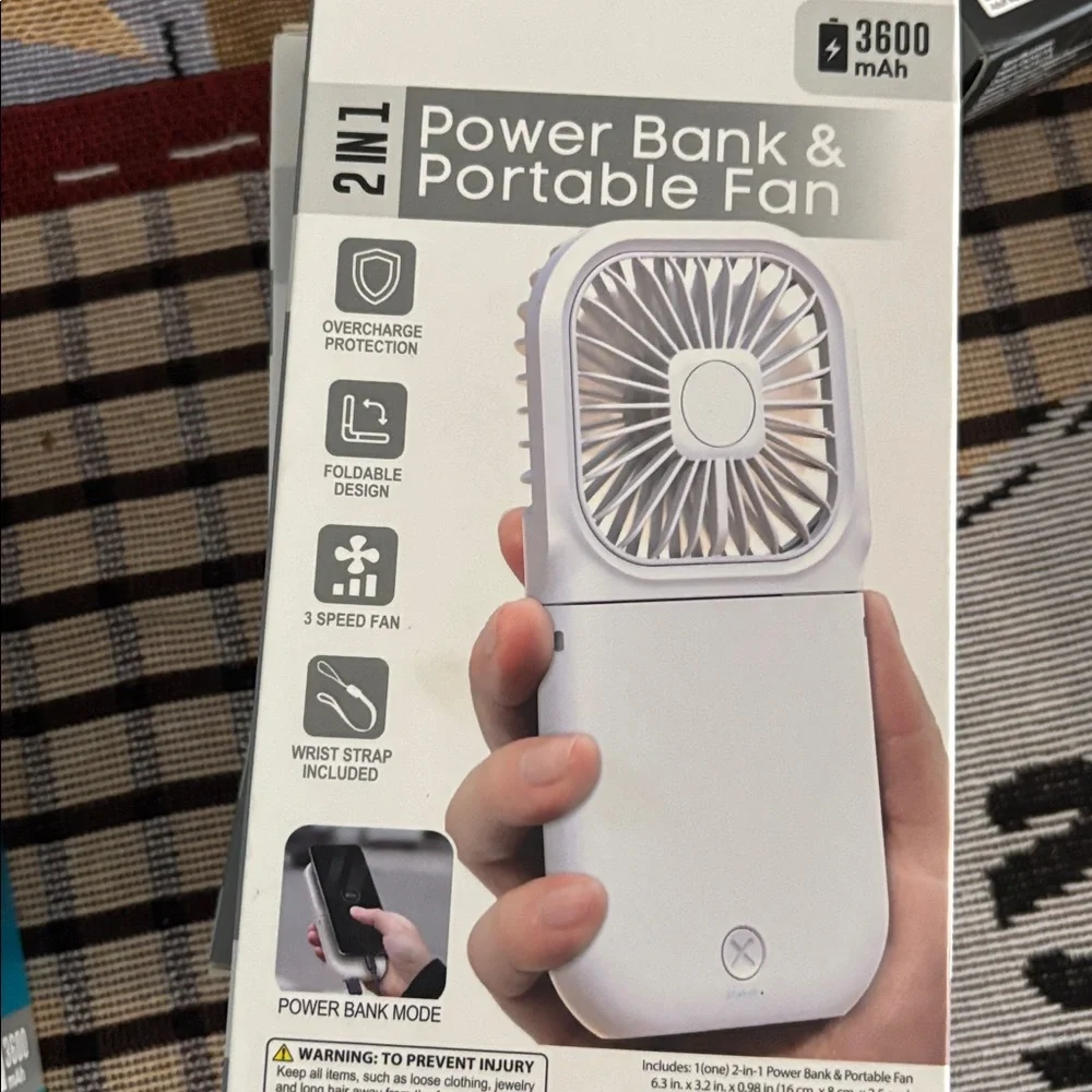 2-in-1 Power Bank & Portable Fan - Teal - Picture 2 of 4